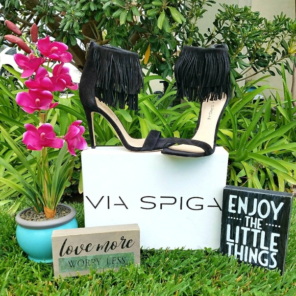 Layered Fringe Suede Via Spiga Sandals - Picture 2 of 8